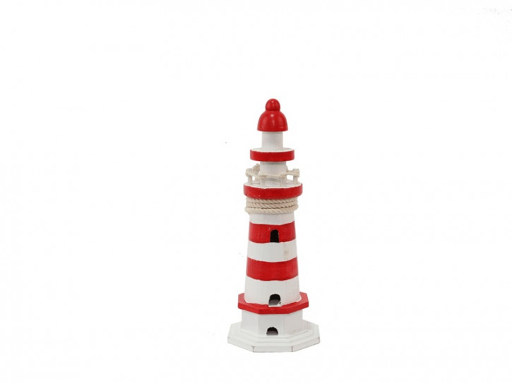 VORORDER - 22535 Leuchtturm rot/weiß HOLZ 20cm