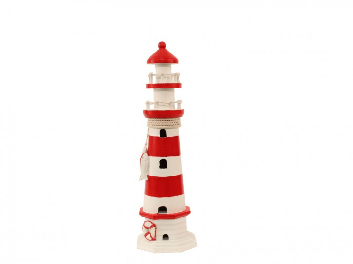 VORORDER-2026-22537 Leuchtturm rot/weiß HOLZ 41cm
