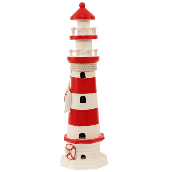 VORORDER-2027-22551 Leuchtturm rot/weiß, 30 cm
