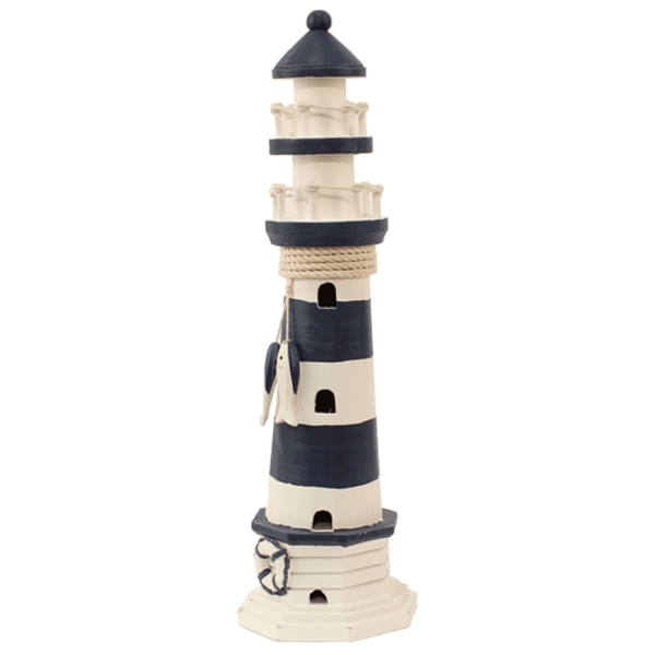 VORORDER-2027-22552 Leuchtturm blau/weiß, 30 cm