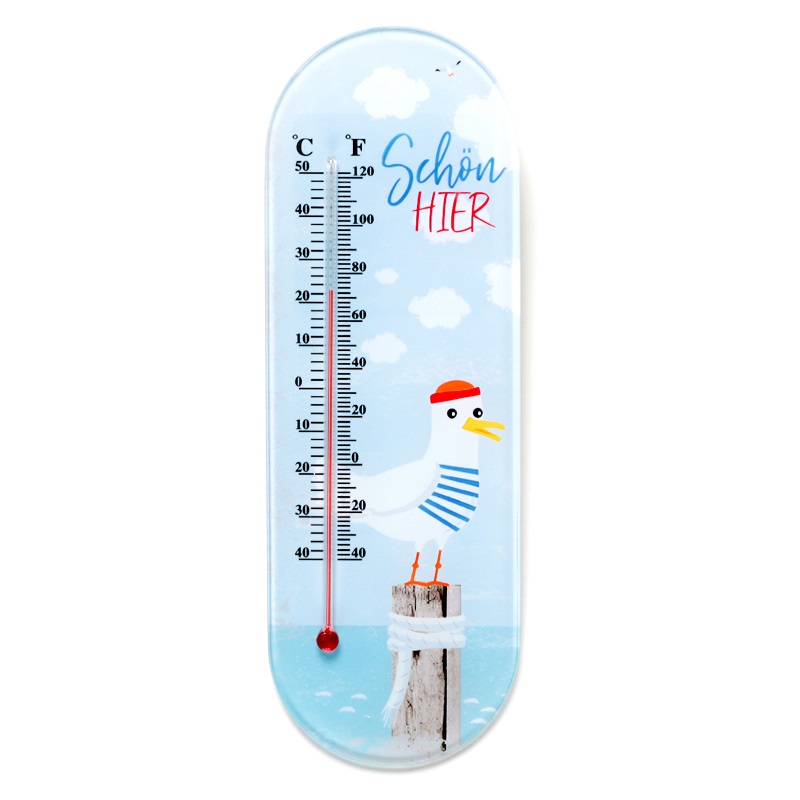 VORORDER - 25296 Thermometer Möwe Glas