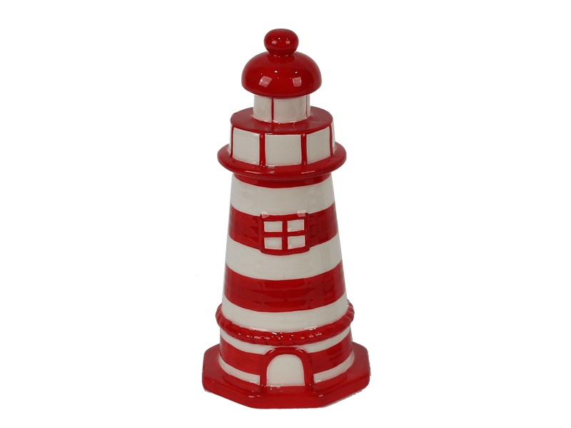VORORDER - 26492 Spardose Leuchtturm Rot/Weiß