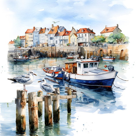 VORORDER-2026-42861 Servietten Port Scene 33x33cm