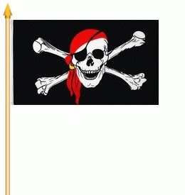 VORORDER - 60130 Stockflagge Pirat Rotes Tuch