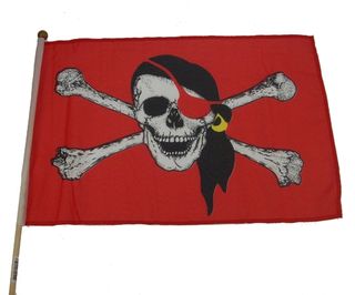 60199 Stockflagge Pirat Rot 30x45cm